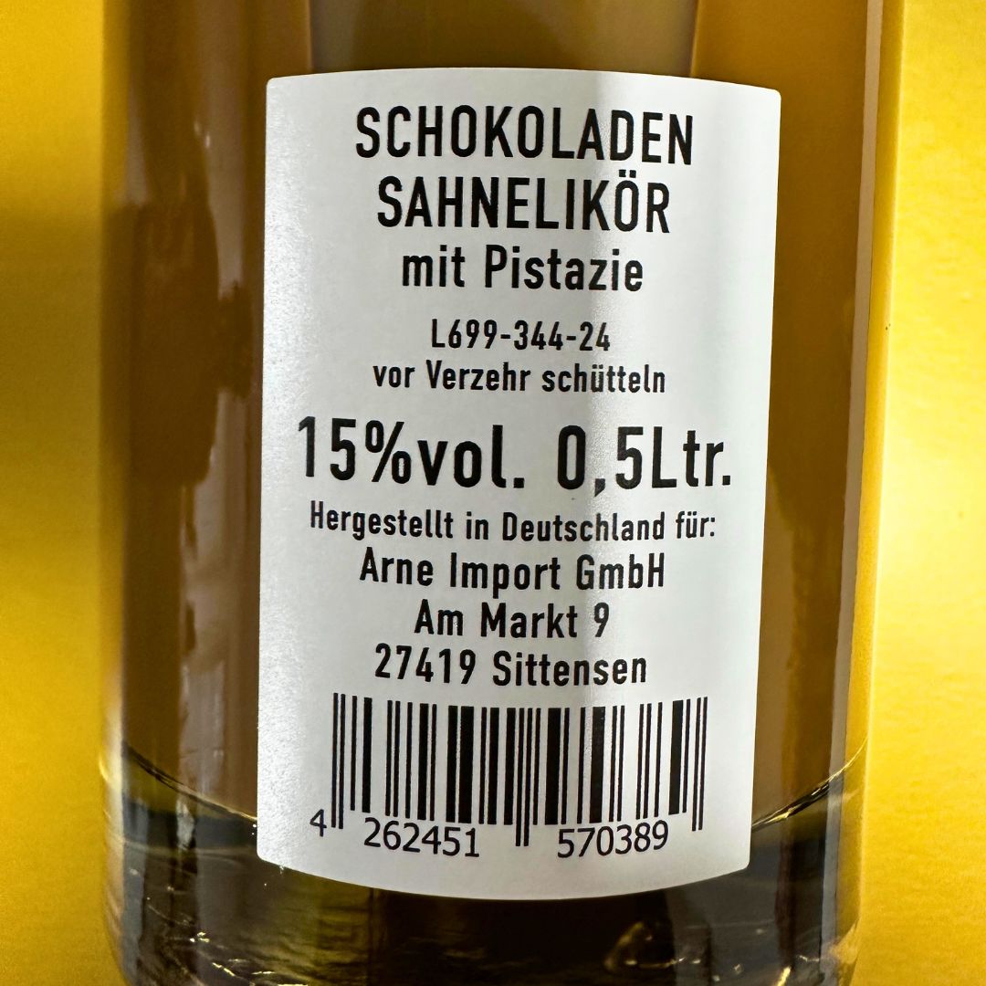 Dubai Schokolade Likör Etikett