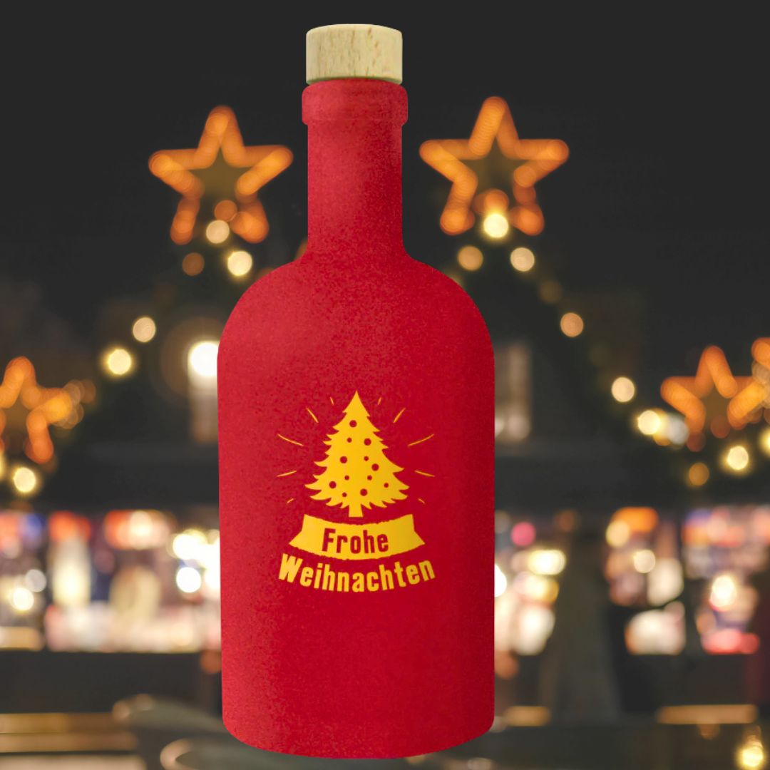 Bratapfel Likör | Winterlikör in Designflasche Frohe Weihnachten | 0,5L | 20%