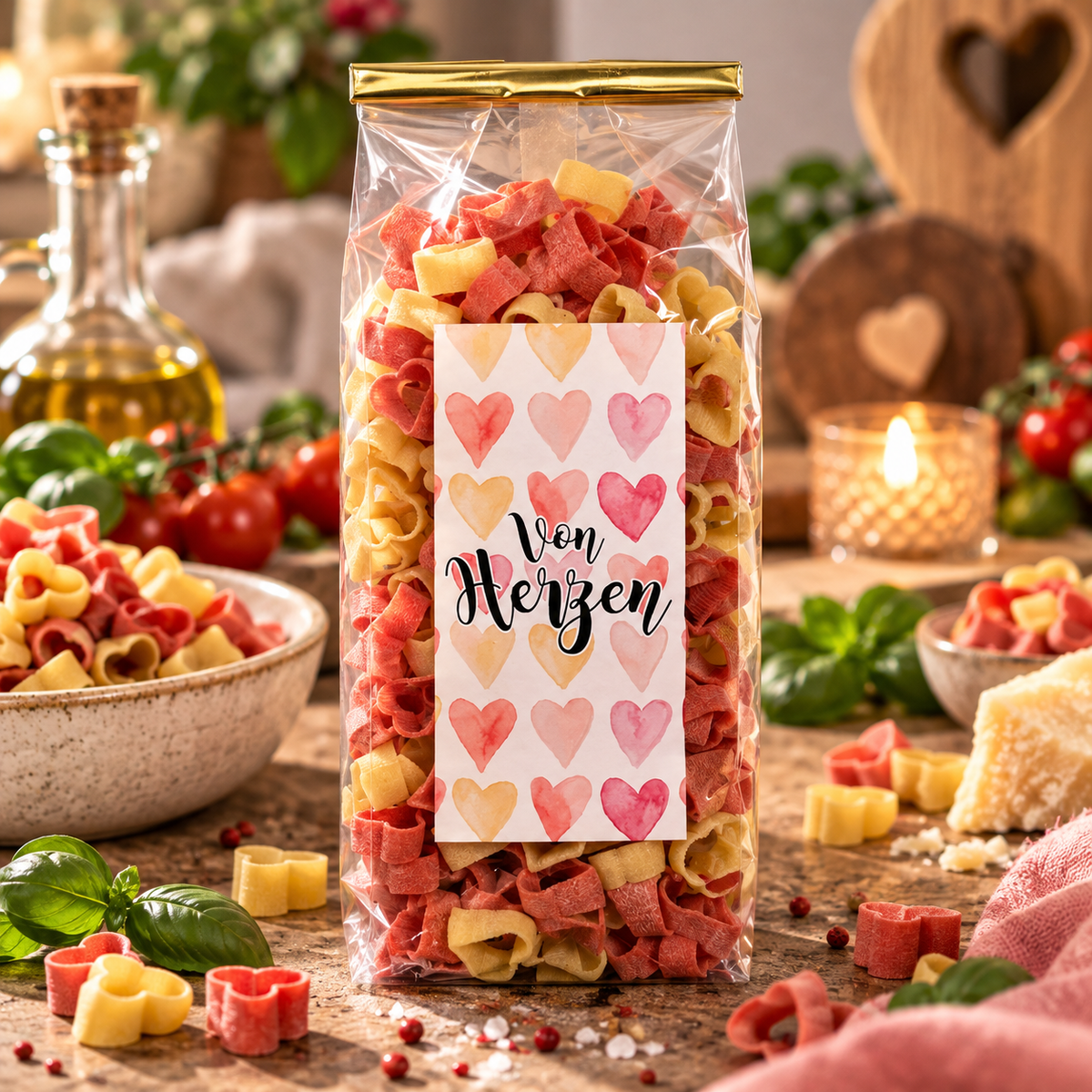 Herz Pasta I bunte Nudeln in Herzen Form